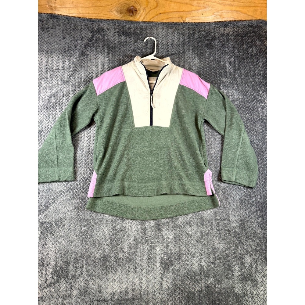 Free Assembly Sweatshirt Womens Small Green Fleece Colorblock 1/2 Zip Mock Neck